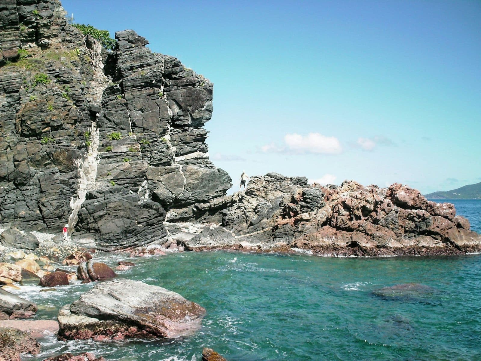 A rocky cove and cliffs on the Tortola coast