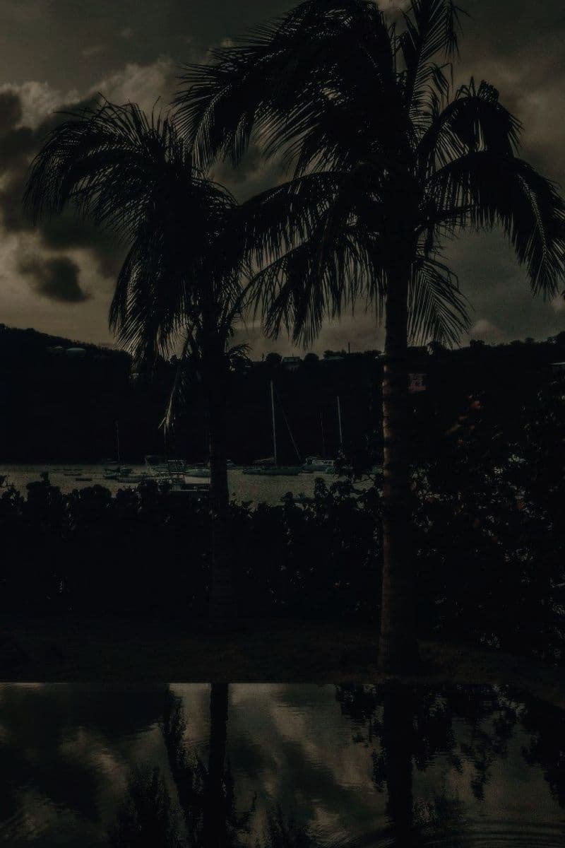 Great Cruz Bay at dusk, from the Indo House deck.