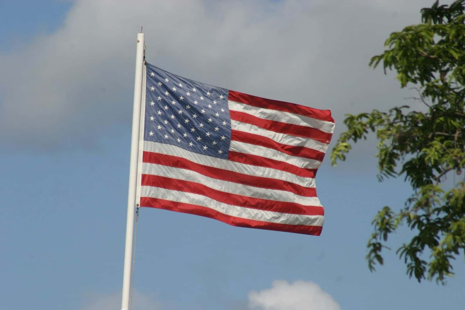 The Stars and Stripes over the US Virgin Islands, a US territory in the Caribbean